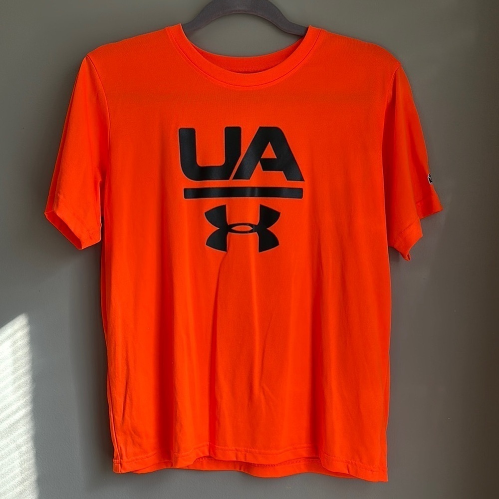 Under Armour Youth NFL Combine Authentic Loose Fit Heat Gear Neon Orange T-Shirt